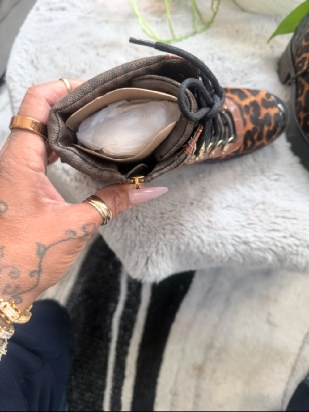 Michael Kors Khloe Mixed-Media Combat Boots - Picture 10 of 10